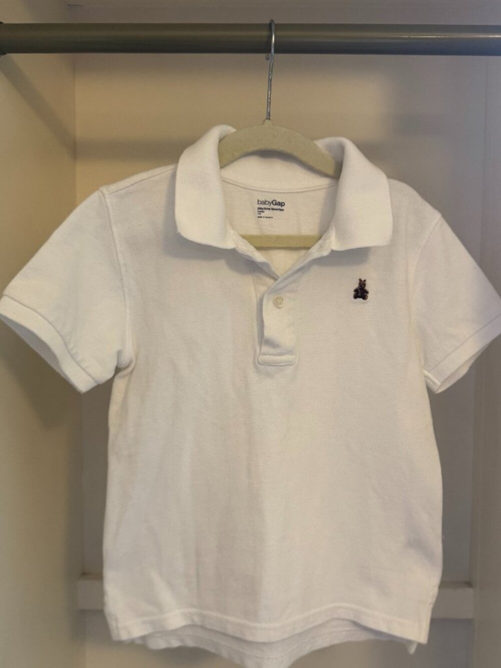 BabyGAP White Pique Polo Shirt, boys size 110